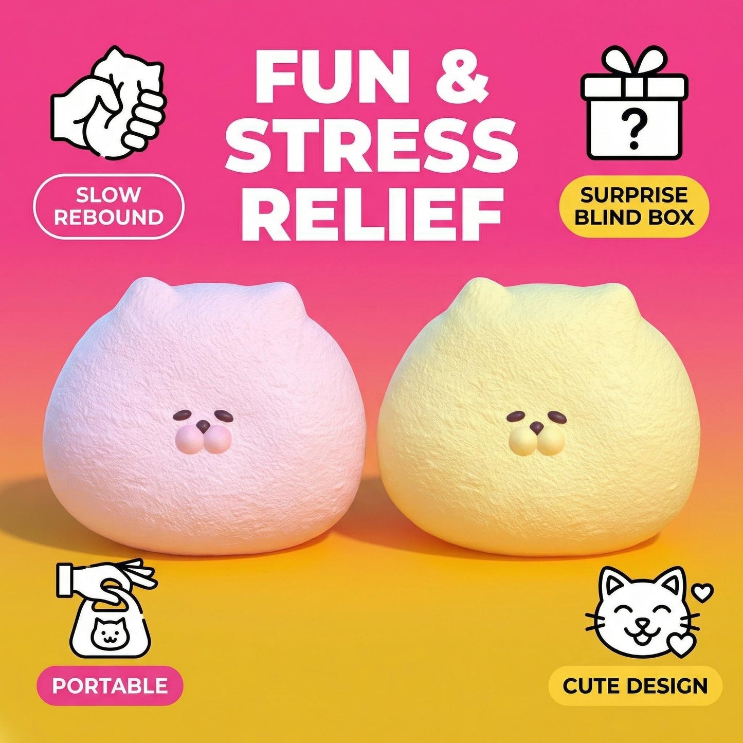 Fatty Kitty Slow Rising Squishy Pink Only！！！