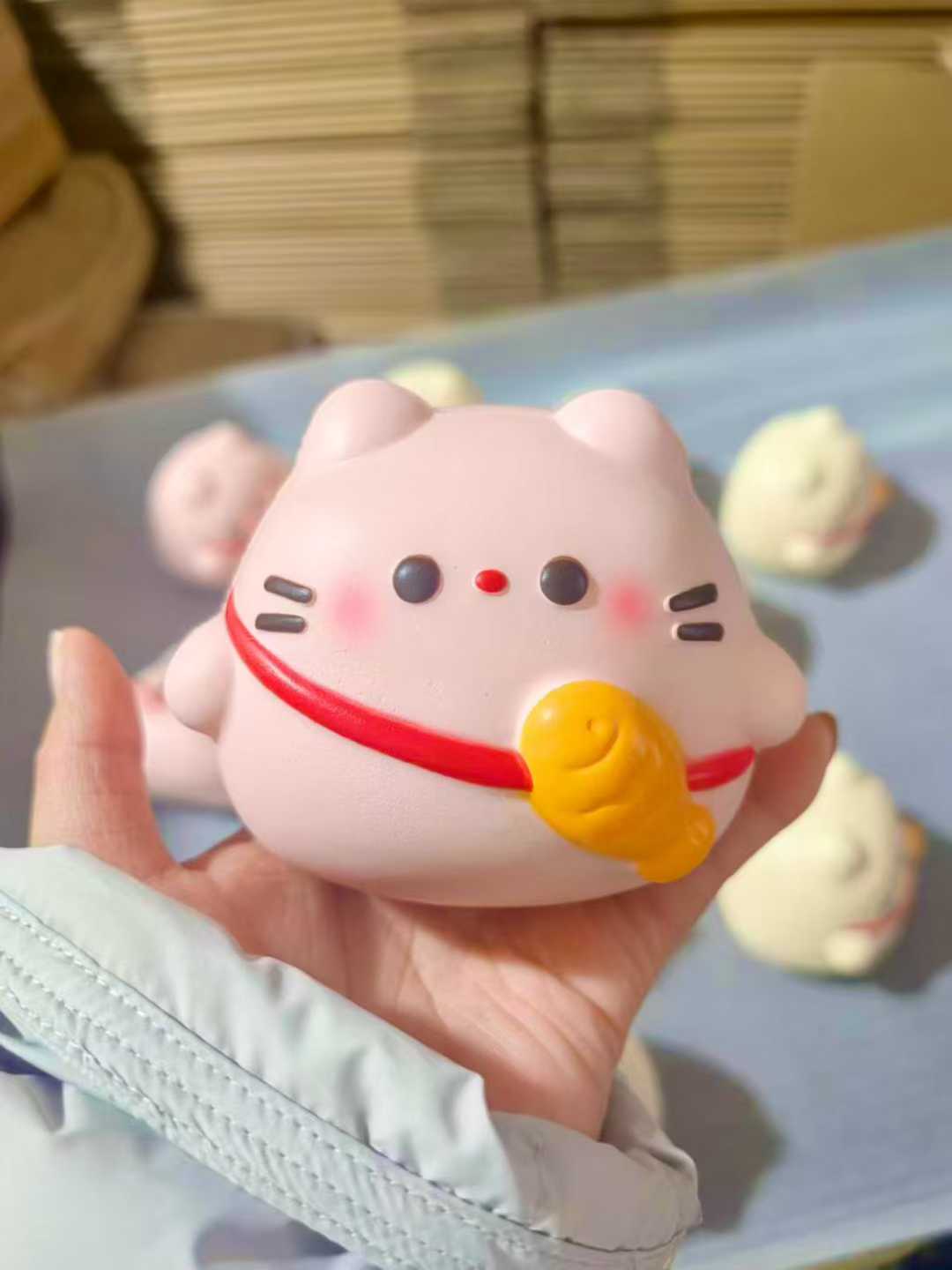 SmileGogo | Lucky Cat Slow Rising Squishy, Pink and White Version Only, Stress Relief